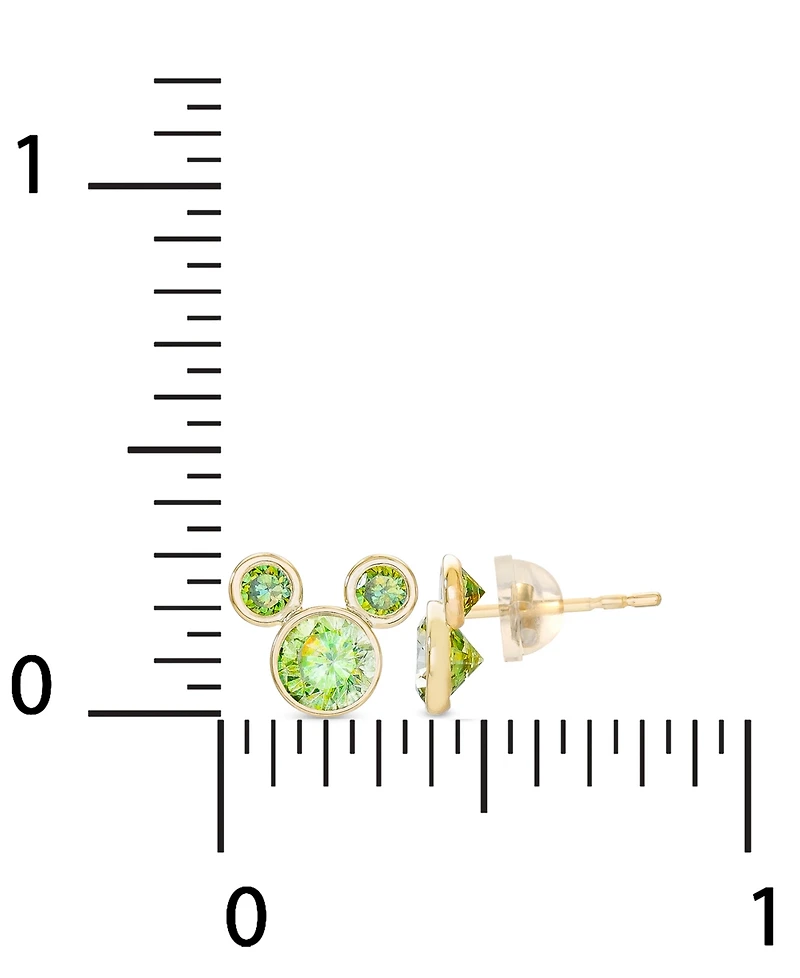 Disney Children's Cubic Zirconia Birthstone Mickey Mouse Stud Earrings 14k Gold