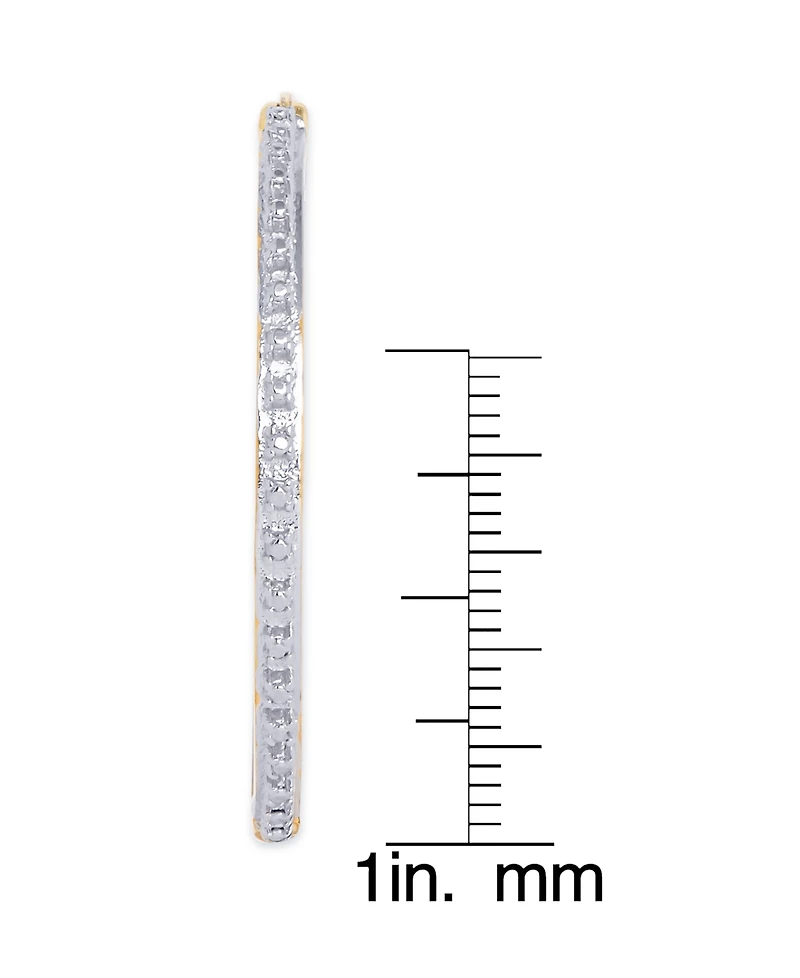 Diamond Accent Large Thin Hoop Earrings in Gold-Plate