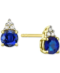 Sapphire (7/8 ct. t.w.) & Diamond Accent Stud Earrings 14k Yellow Gold (Also Emerald, Ruby, Morganite Tanzanite)