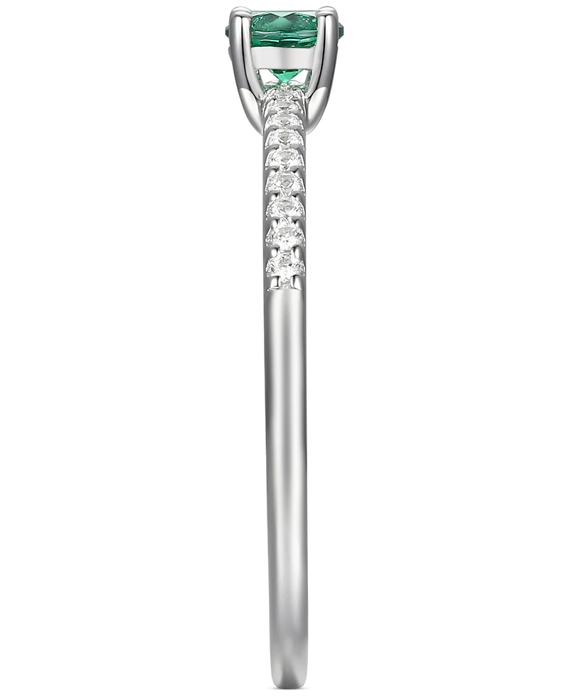 Sapphire (1/3 ct. t.w.) & Diamond (1/10 Ring Sterling Silver (Also Ruby Emerald)