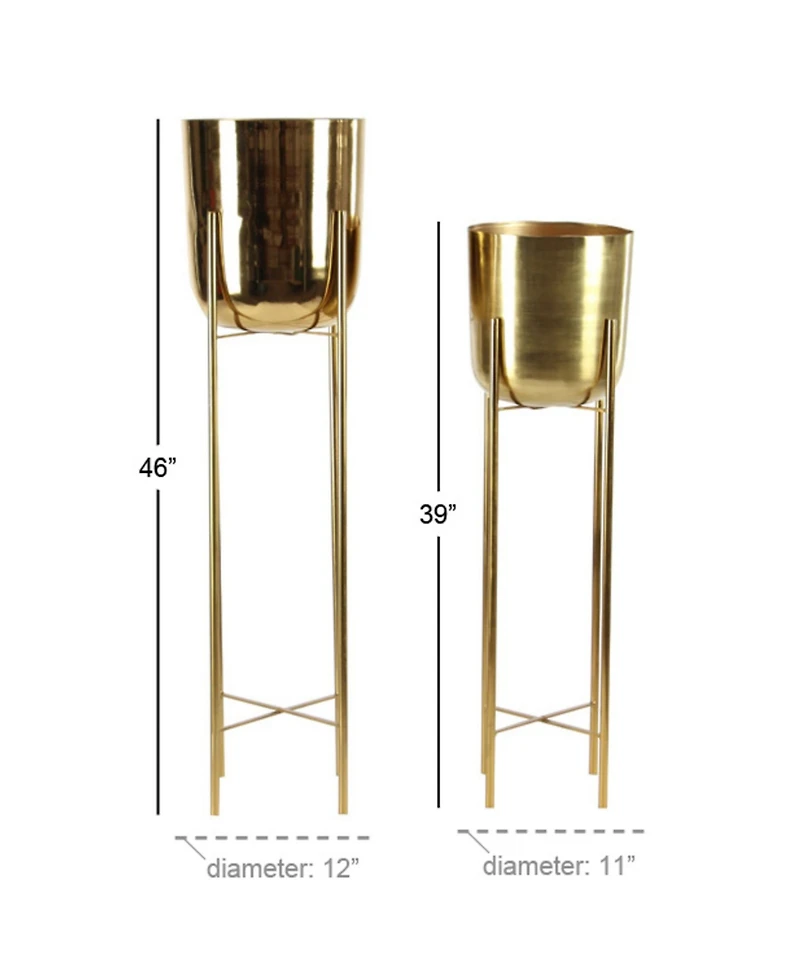 CosmoLiving by Cosmopolitan Set of 2 Gold Metal Glam Planter, 39", 46"