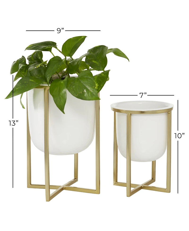 CosmoLiving by Cosmopolitan Contemporary Planters with Stand, Set of 2