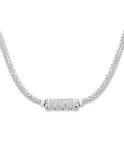 Cubic Zirconia Mesh Popcorn Statement Necklace in Sterling Silver, 18" + 2" extender