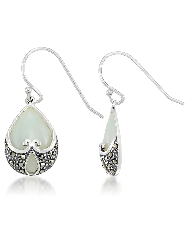 Jade Heart Shape Teardrop Dangle Earrings