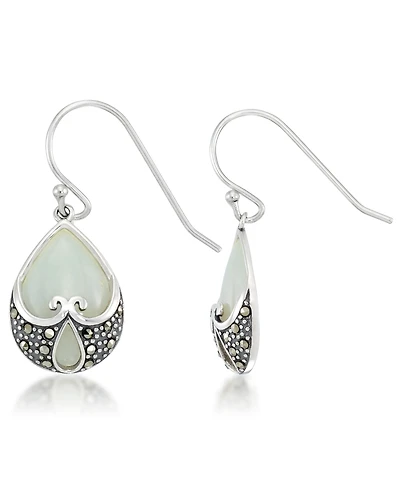 Jade Heart Shape Teardrop Dangle Earrings