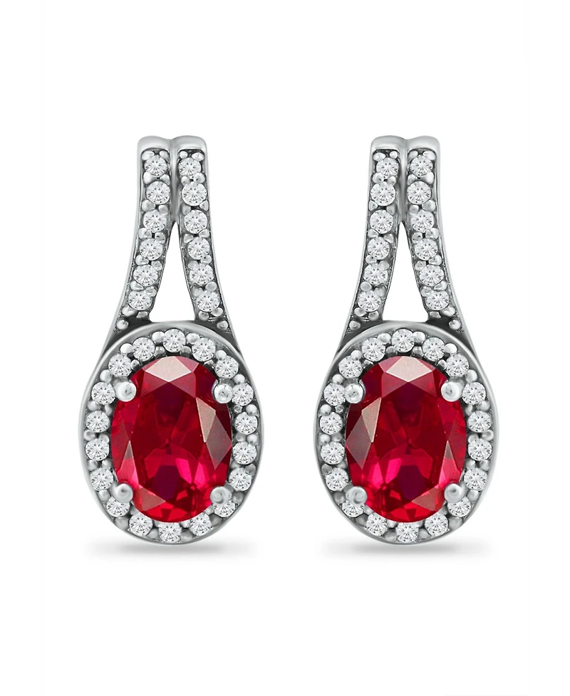 Giani Bernini Created Ruby and Cubic Zirconia Halo Earrings