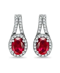 Giani Bernini Created Ruby and Cubic Zirconia Halo Earrings