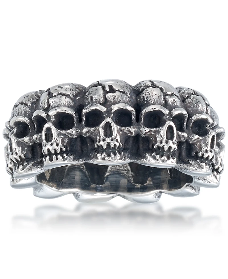 Andrew Charles by Andy Hilfiger Men's Multi Skull Ring Oxidized Stainless Steel