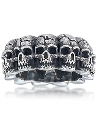 Andrew Charles by Andy Hilfiger Men's Multi Skull Ring Oxidized Stainless Steel