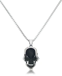 Andrew Charles by Andy Hilfiger Men's Cubic Zirconia Pirate Skull 24" Pendant Necklace in Stainless Steel