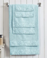 Superior Wisteria Floral Embroidered Jacquard Border Cotton 6 Piece Bath Towel Set