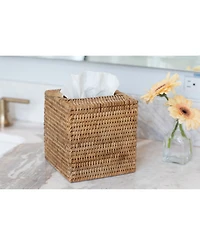 Artifacts Rattan Column Tissue Box Cover