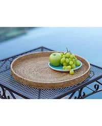 Artifacts Trading Company Rattan Round Woven Serving Ottoman Tray