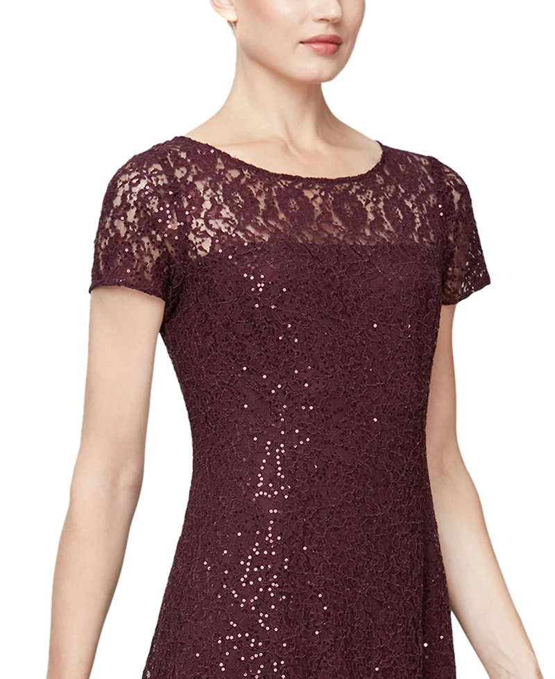 Sl Fashions Sequined Lace Midi Dress