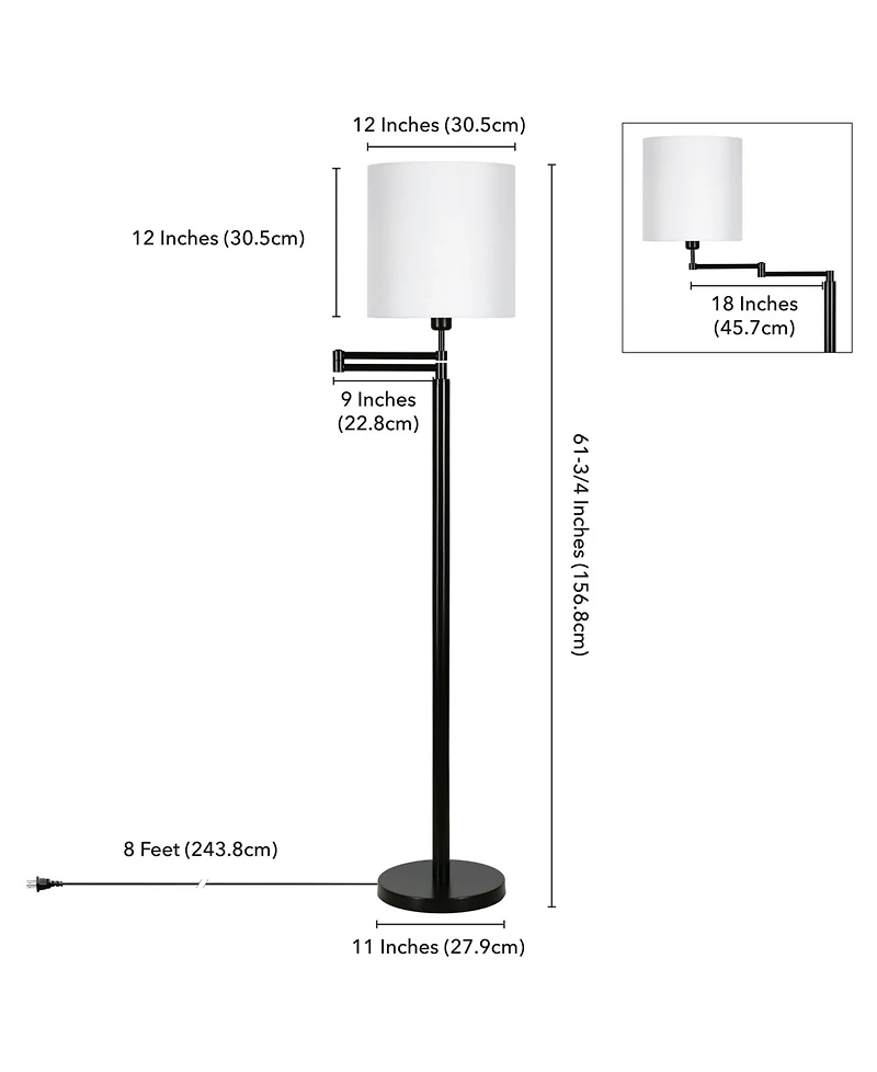 Moby Swing Arm Floor Lamp Round Shade