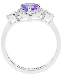 Amethyst (5/8 ct.t.w.) and White Topaz (1/2 'I Love You' Message Ring Sterling Silver