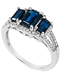Lab Grown Sapphire (1-1/3 ct. t.w) and White (1/8 Ring Sterling Silver