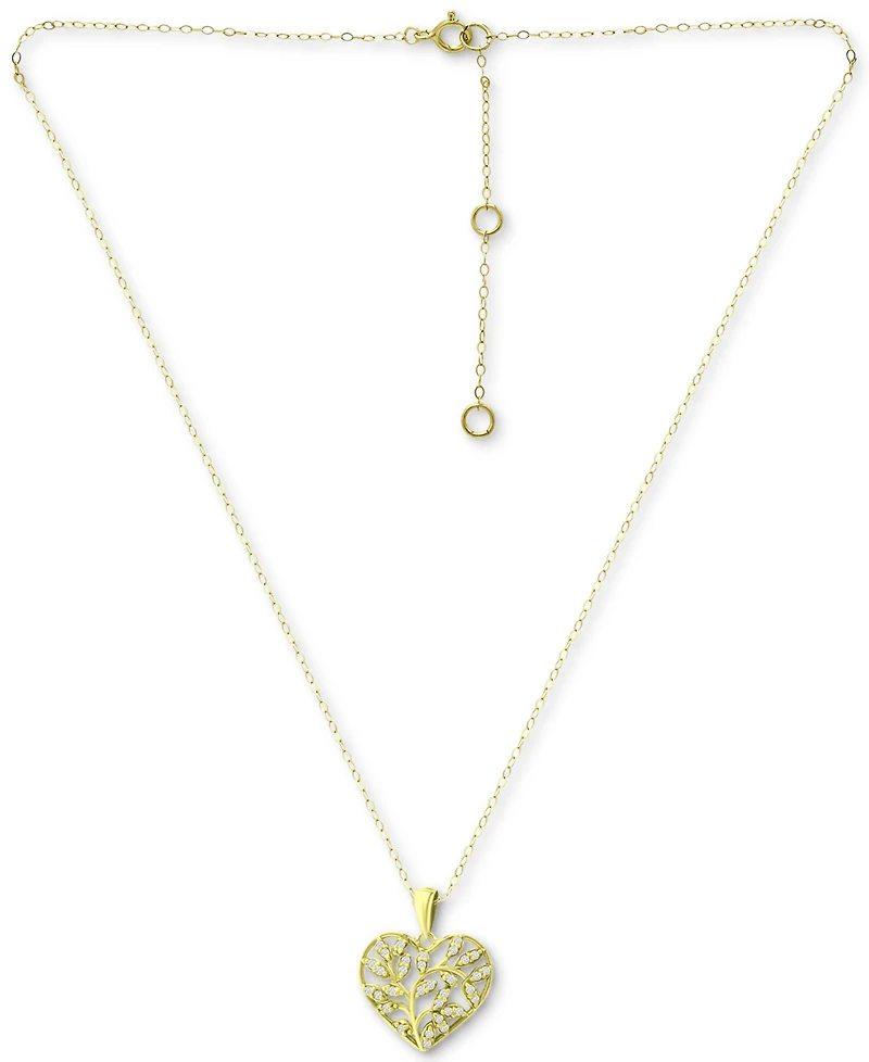 Giani Bernini Cubic Zirconia Heart 16" Pendant Necklace, Created for Macy's