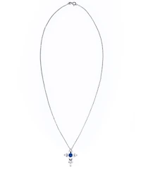 Birthstone Cross 18" Pendant In Silver Plate