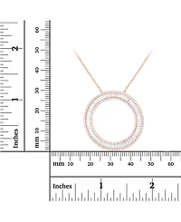 Cubic Zirconia Baguette and Round Sterling Silver Open Circle Necklace (Also 14k Gold Over or Rose Silver)
