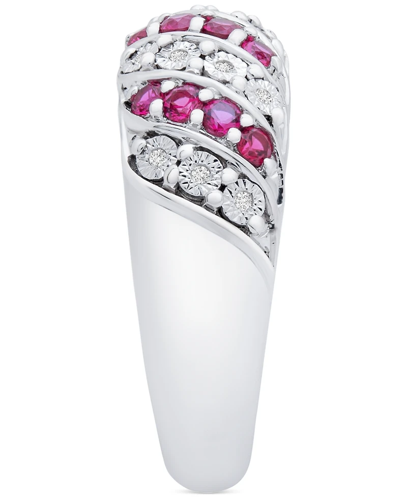 Sapphire (3/8 ct. t.w.) & Diamond (1/20 ct. t.w.) Statement Ring in Sterling Silver (Also in Ruby & Emerald)