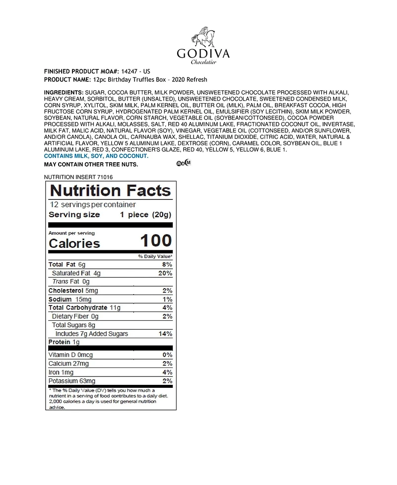 Godiva Happy Birthday Truffle Gift Box, 12 Pieces