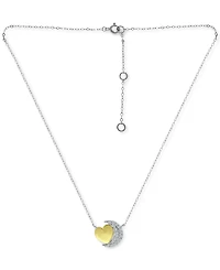 Giani Bernini Cubic Zirconia Crescent Moon & Heart 16" Pendant Necklace Sterling Silver 18k Gold-Plate, Created for Macy's (Also Silv