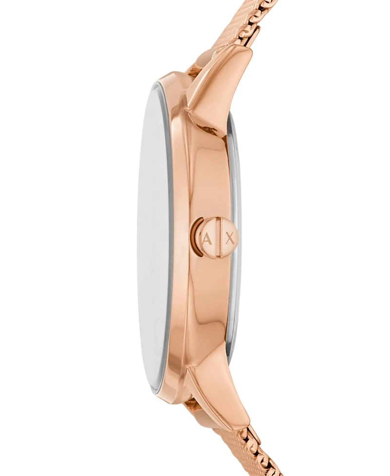 Ax Women's Rose Gold-Tone Mesh strap Watch with Bracelet 28mm