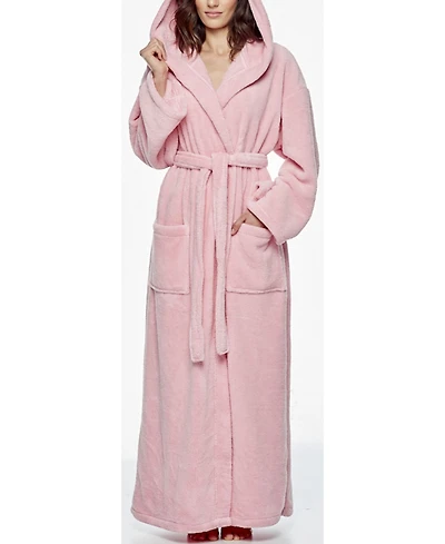 Arus Women's Hooded Full Ankle Length Premium Fleece Bathrobe