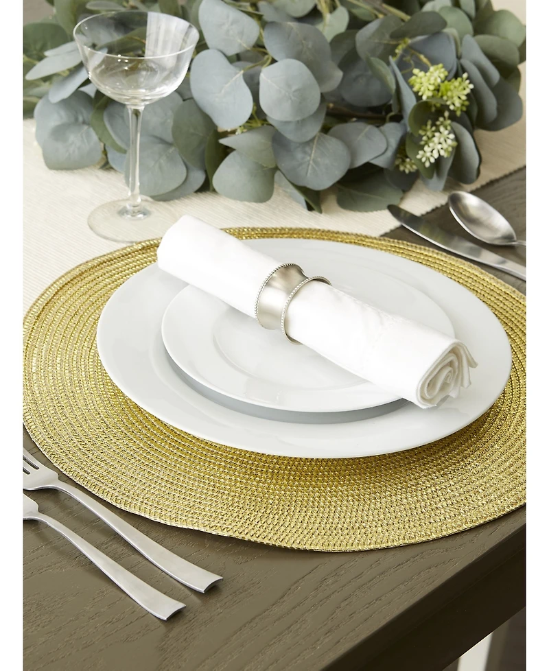 Design Imports Metallic Round Woven Polypropylene Placemat, Set of 6