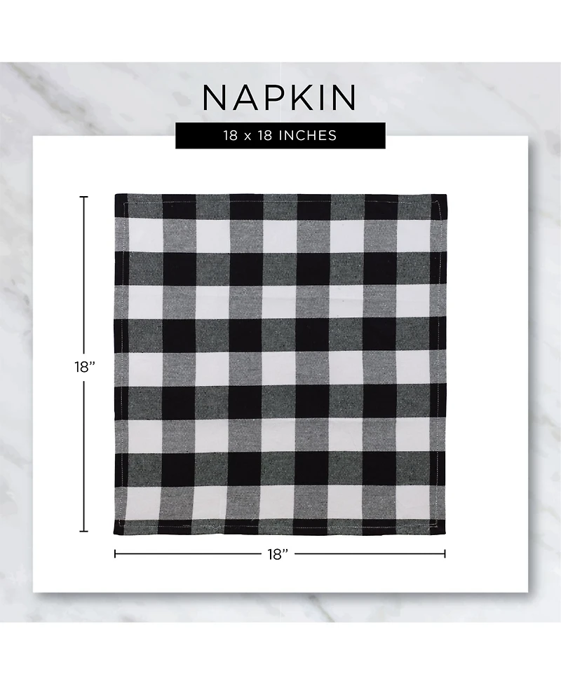 Design Imports Check Fringed Napkin, Set of 6
