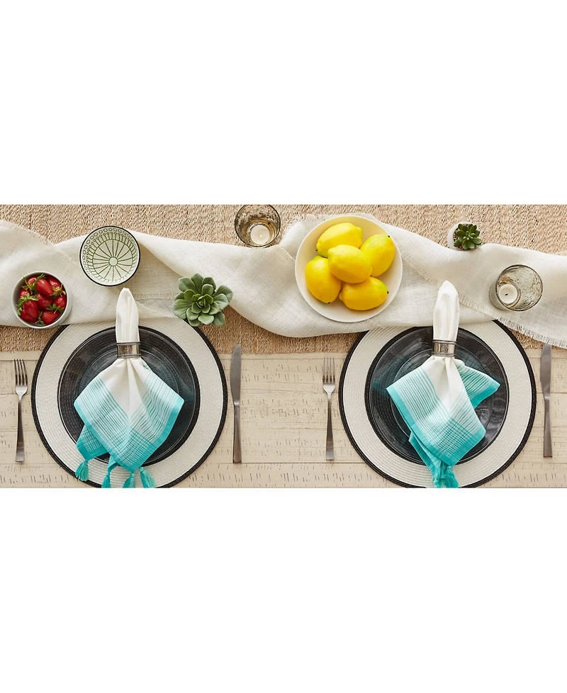Design Imports Variegated Stripe with Tassel Napkin, Set of 6