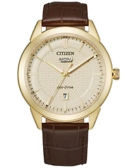 Citizen Eco-Drive Men's Corso Brown Leather Strap Watch 40mm