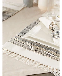 Design Imports Fringed Stripe Table Toppers, 13" x 20", Set of 6