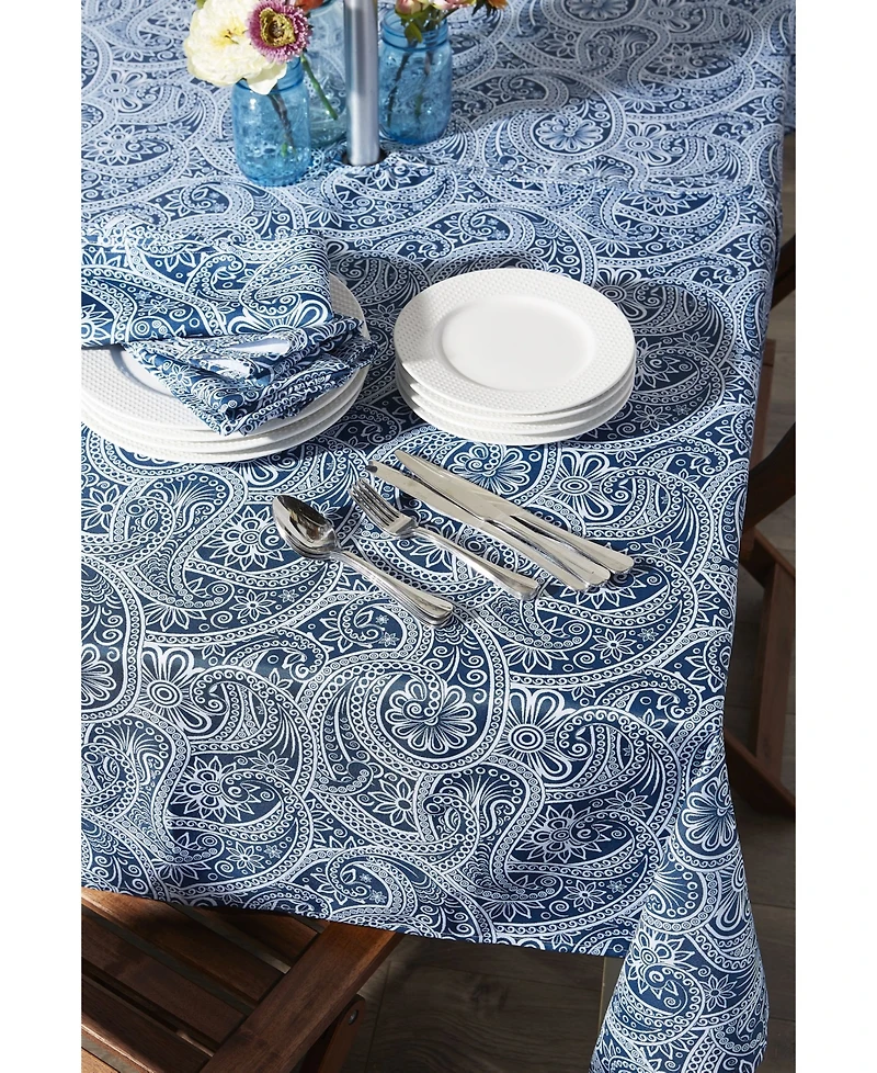 Design Imports Paisley Print Outdoor Tablecloth with Zipper, 60" x 84"