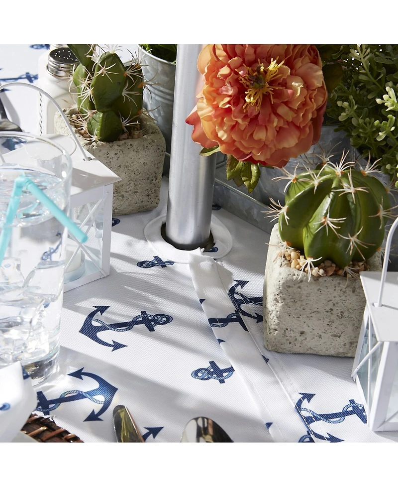 Design Imports Anchors Print Outdoor Tablecloth with Zipper, 60" x 84"