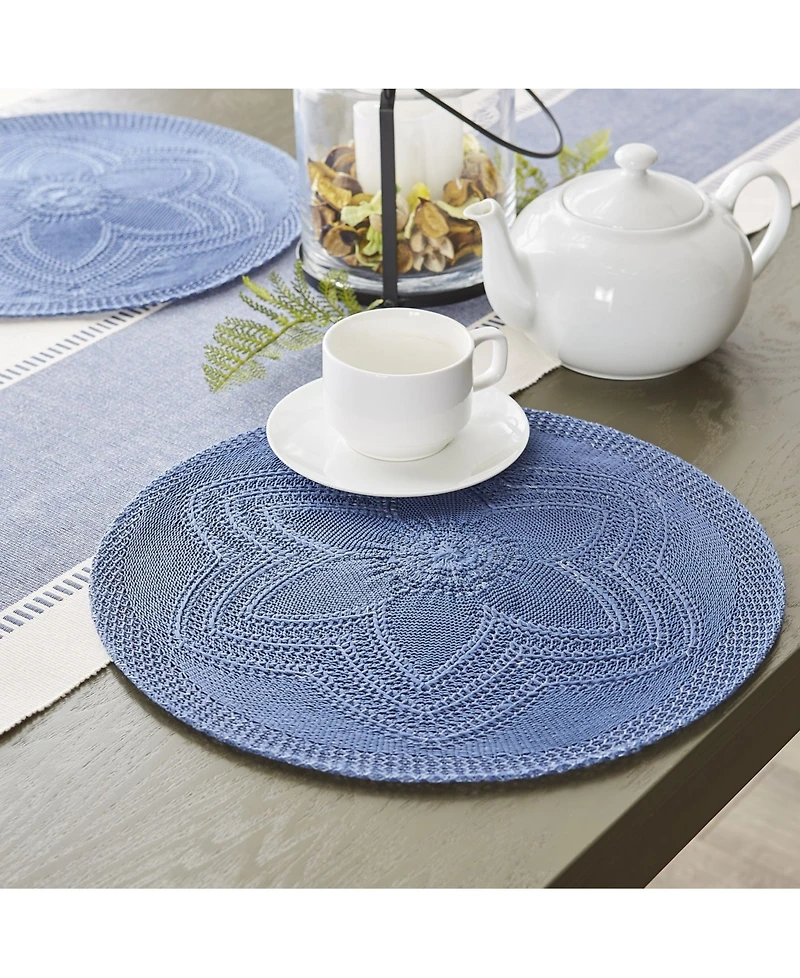 Design Imports Floral Woven Round Placemat, Set of 6