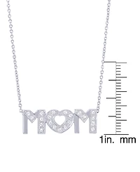 Cubic Zirconia Mom Pendant 18" Necklace in Silver Plate
