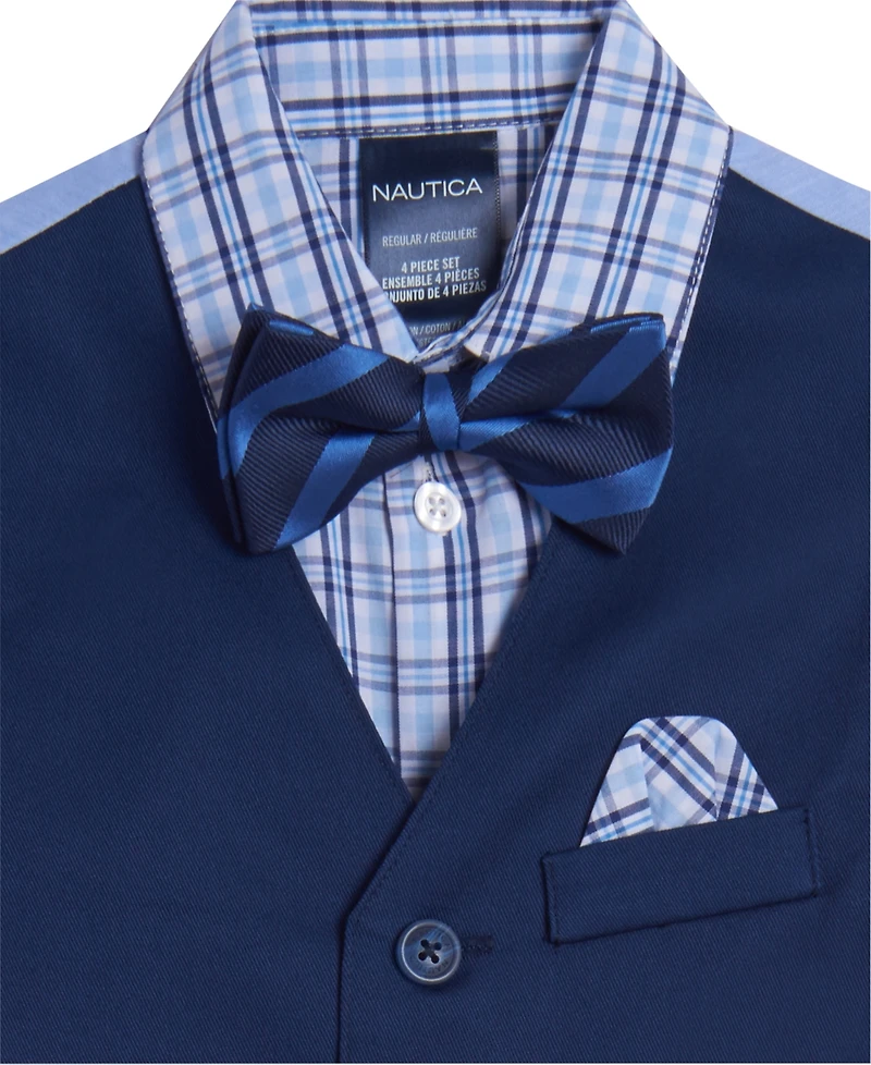 Nautica Baby Boys Shirt, Solid Twill Vest, Pants & Bowtie Set