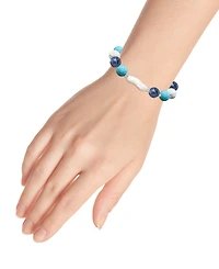 Genuine Stone Bead Biwa Pearl Stretch Bracelet
