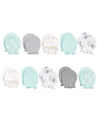 Hudson Baby Infant Cotton Scratch Mittens 10pk, Gray Elephant, One Size