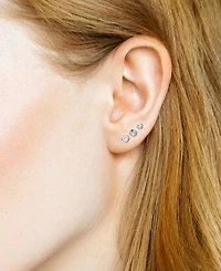 And Now This 3-Pc. Set Cubic Zirconia, Hammered-Look and Crystal Ball Stud Earrings in Silver-Plate