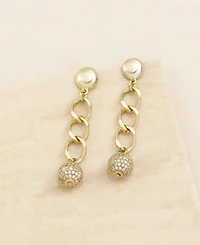 Ettika Gold Plated Chain Crystal Ball Drop Earrings