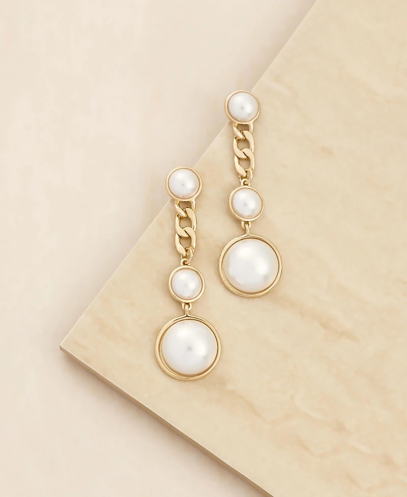 Ettika Pearl and Chain Drop Earrings