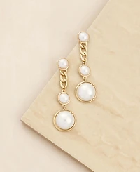 Ettika Pearl and Chain Drop Earrings