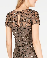 Adrianna Papell Floral-Beaded Gown