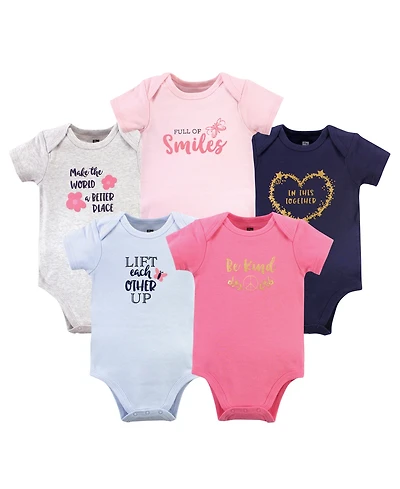 Hudson Baby Girls Essential 5-Piece Cotton Bodysuit Set