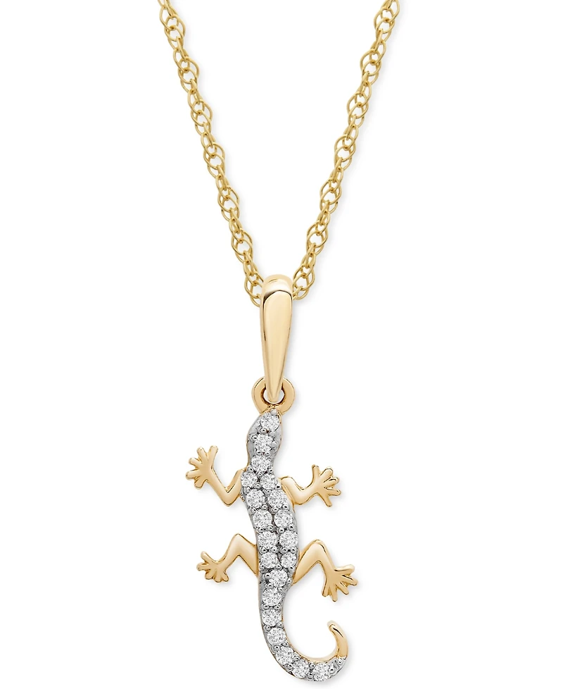 Wrapped Diamond Lizard 18" Pendant Necklace (1/10 ct. t.w.) in 10k Gold,Created for Macy's
