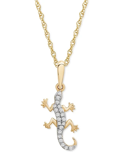 Wrapped Diamond Lizard 18" Pendant Necklace (1/10 ct. t.w.) in 10k Gold,Created for Macy's