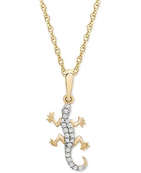 Wrapped Diamond Lizard 18" Pendant Necklace (1/10 ct. t.w.) in 10k Gold,Created for Macy's
